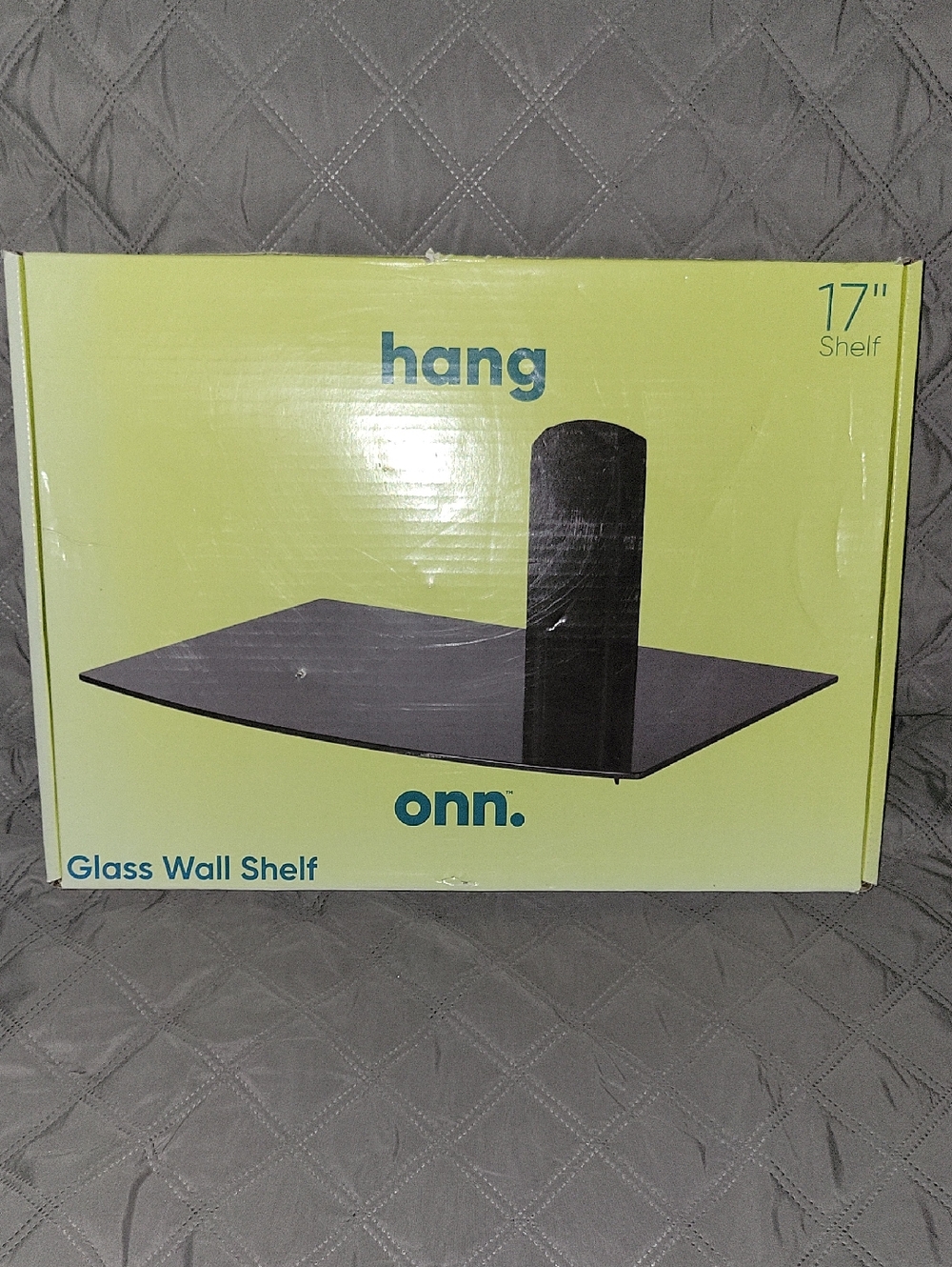 Onn 17" Black Tempered Glass Wall Shelf